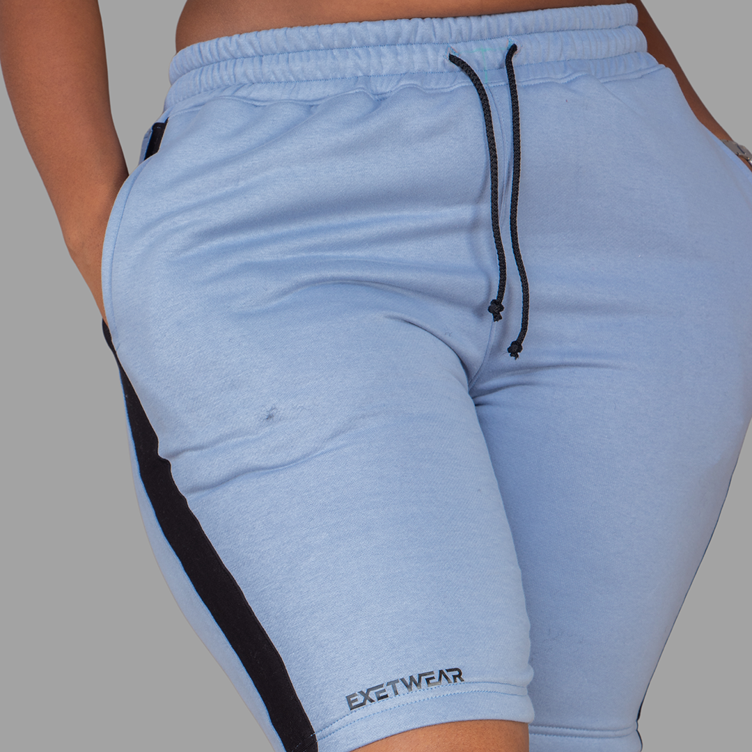 Women Sky Blue/Black Shorts