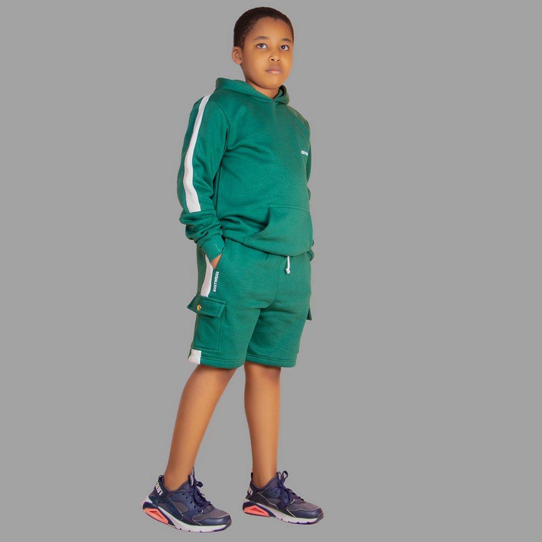 Boy's Green/White Sweatshort Set