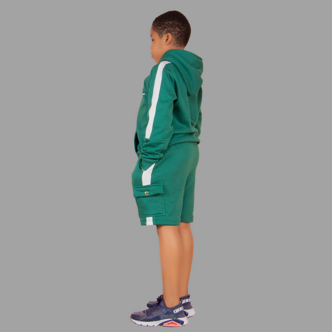 Boy's Green/White Sweatshort Set