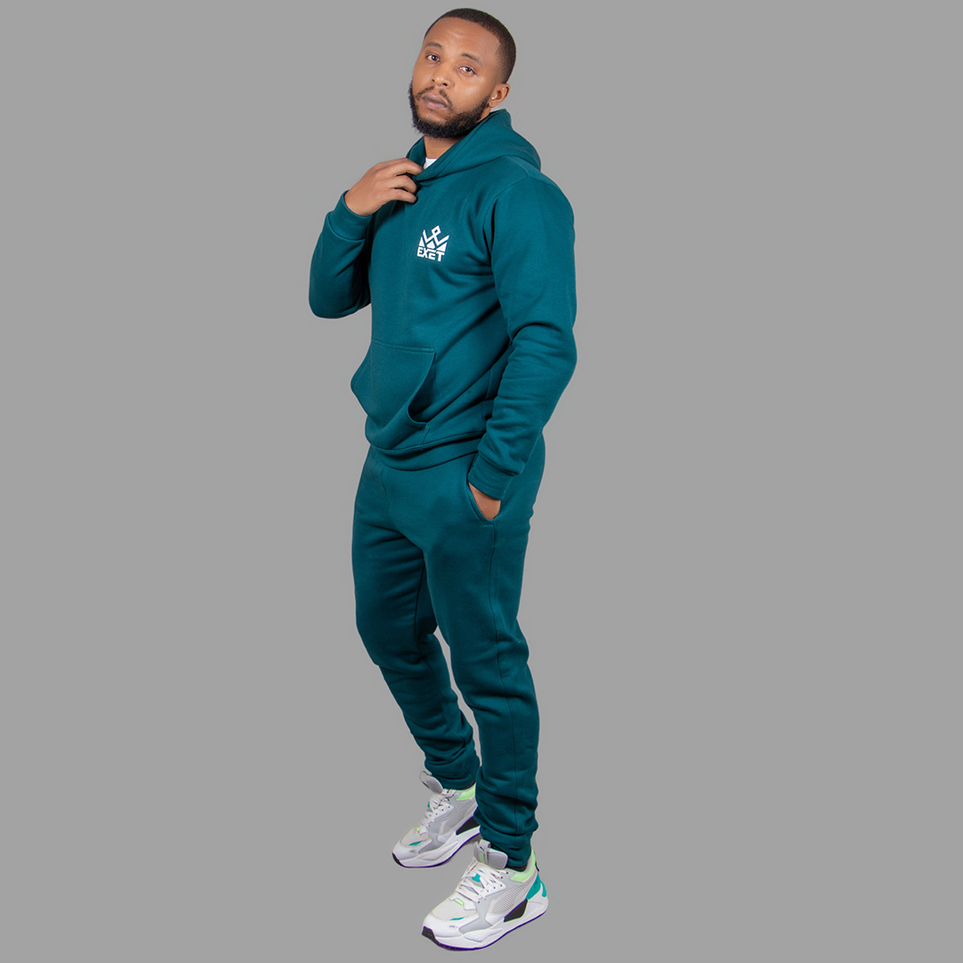 Exetwear Men's Teal Blue Hoodie Set