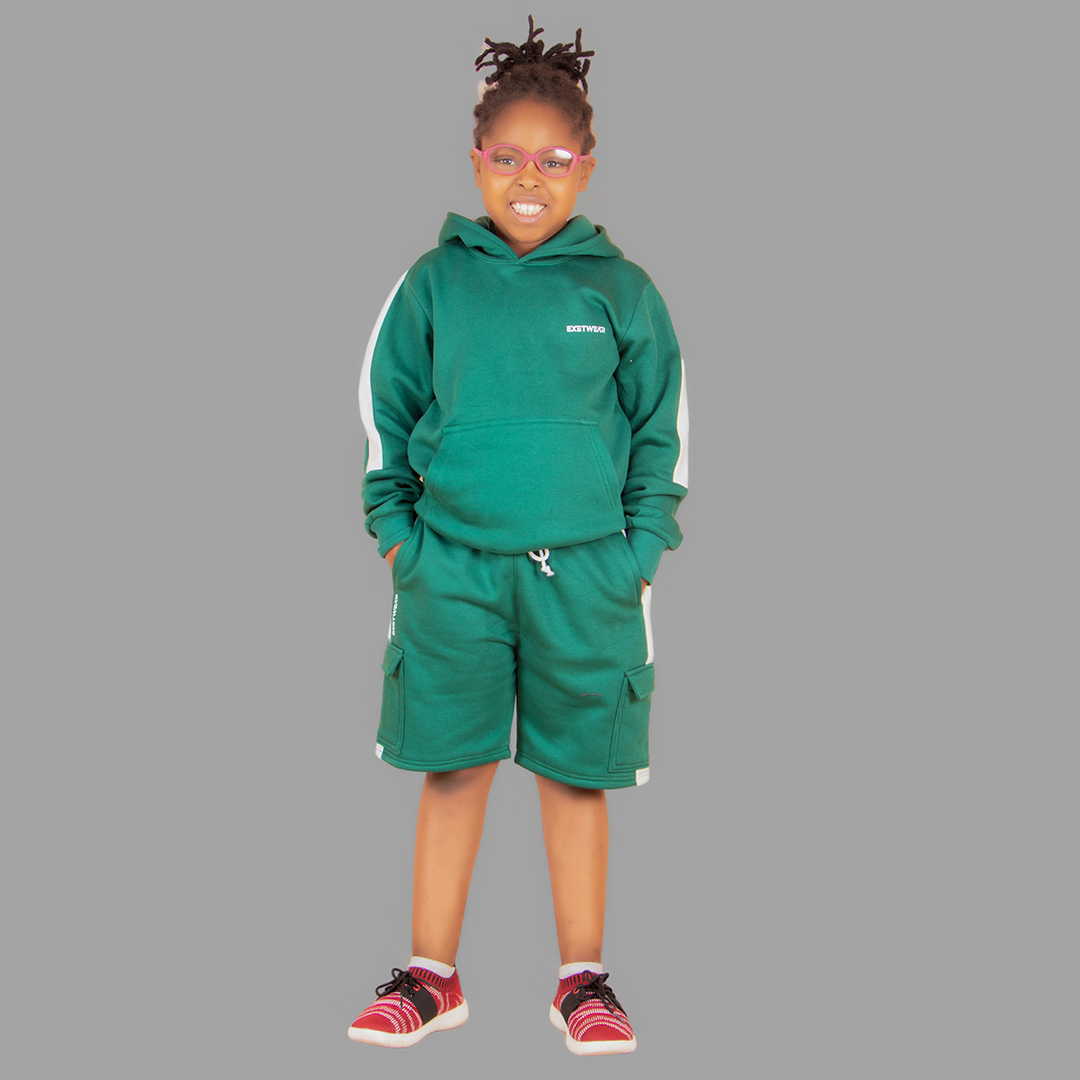 Girl's Green/White Sweatshort Set