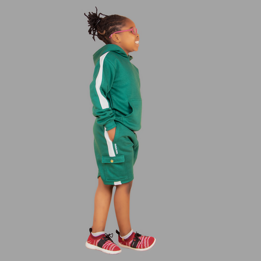 Girl's Green/White Sweatshort Set