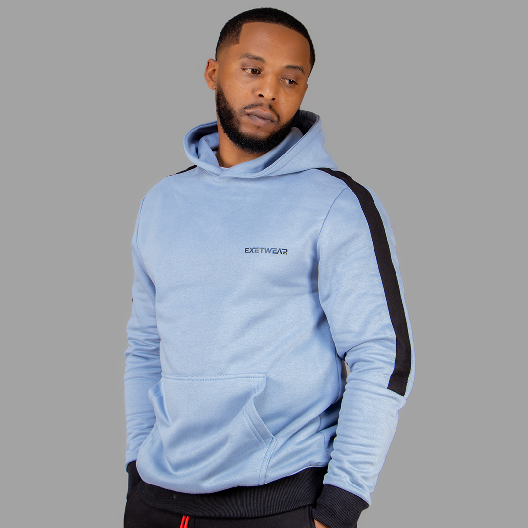 Men Sky Blue Hoodie set