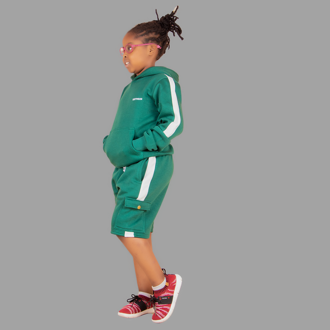 Girl's Green/White Sweatshort Set