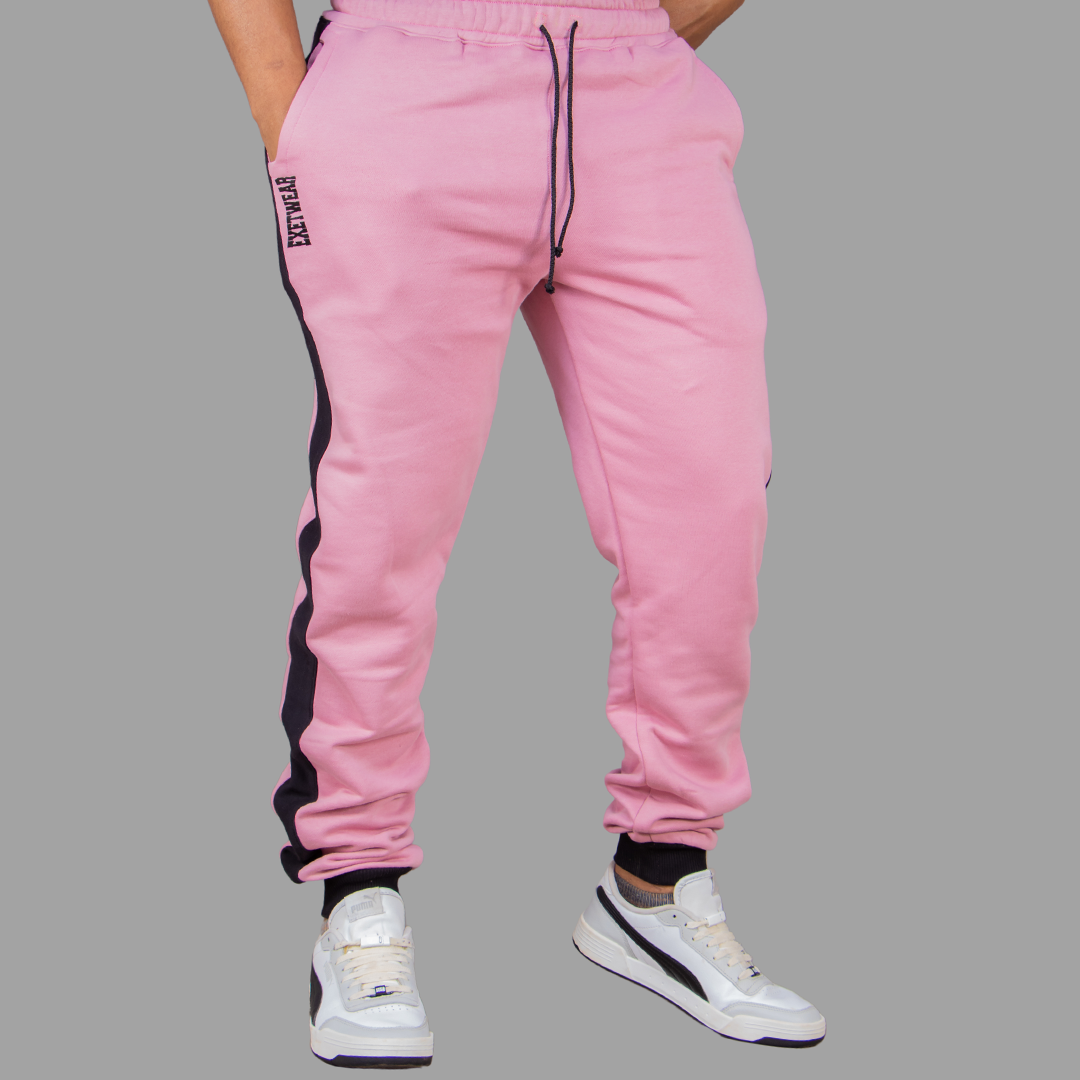 Men's pink Sweatpants (Black Stripe)