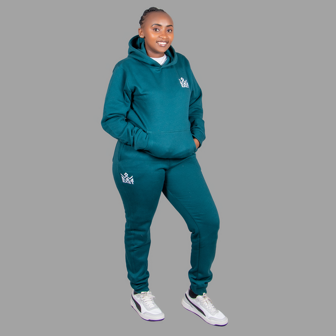 Women's Black Sweatsuit Set (Teal Blue).