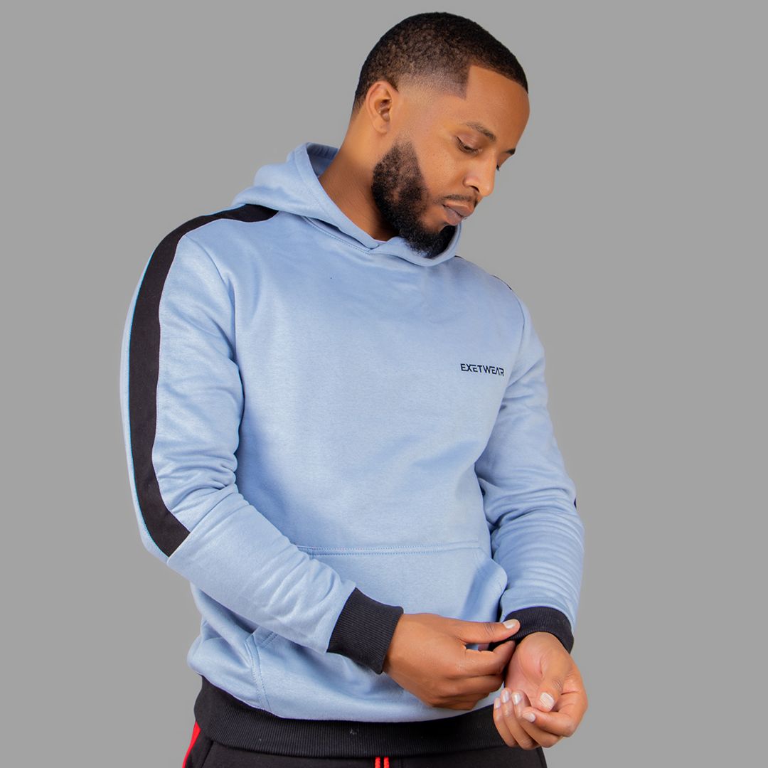 Men Sky Blue Hoodie set