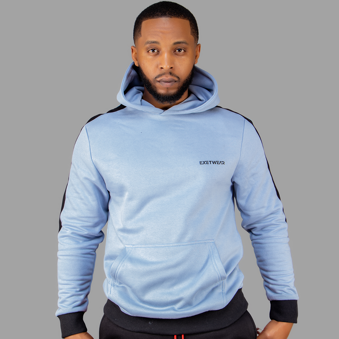 Men Sky Blue Hoodie set