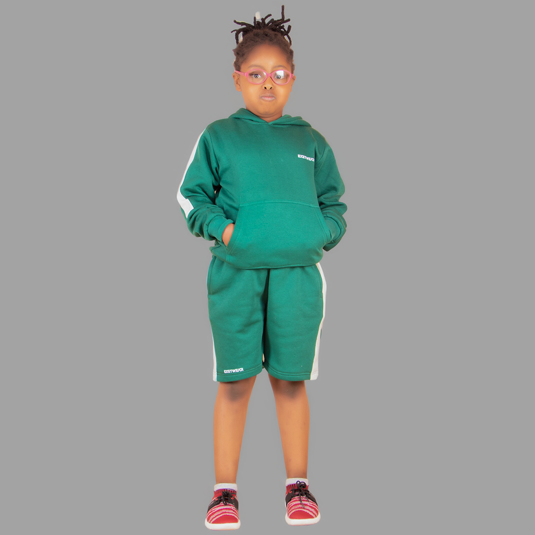 Girl's Green/White Short Set