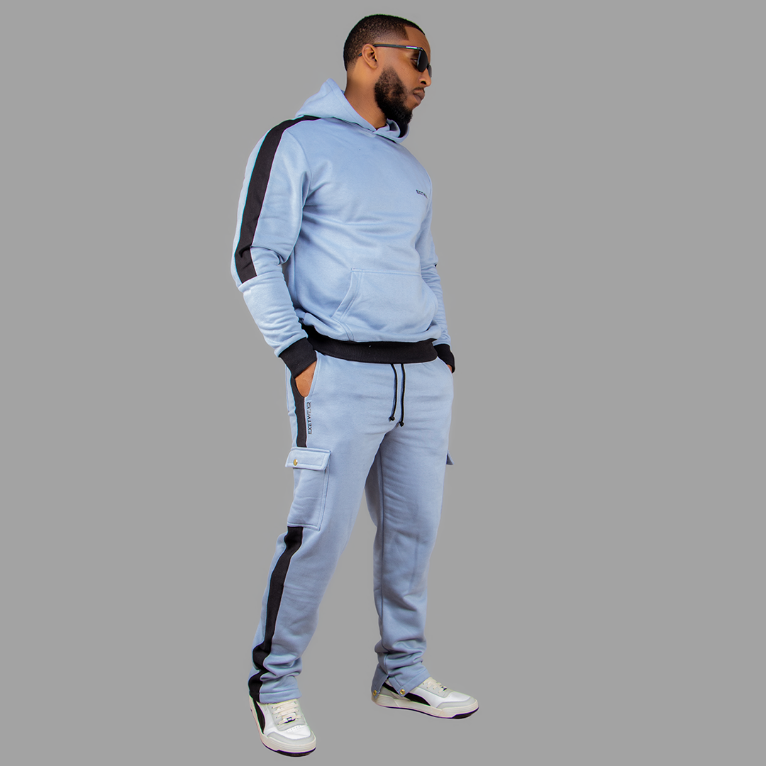 Men Sky Blue Hoodie set