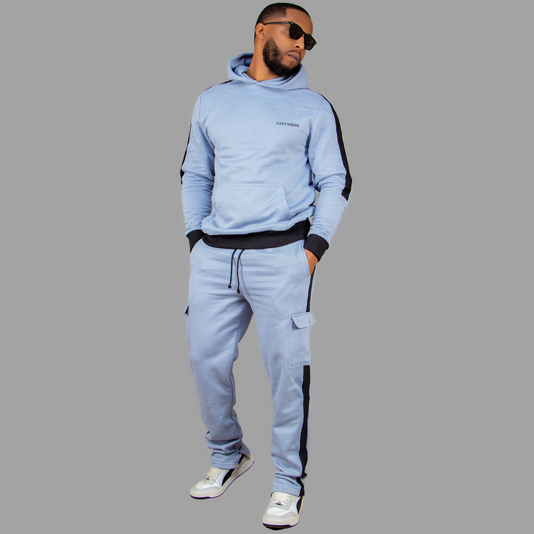 Men Sky Blue Hoodie set