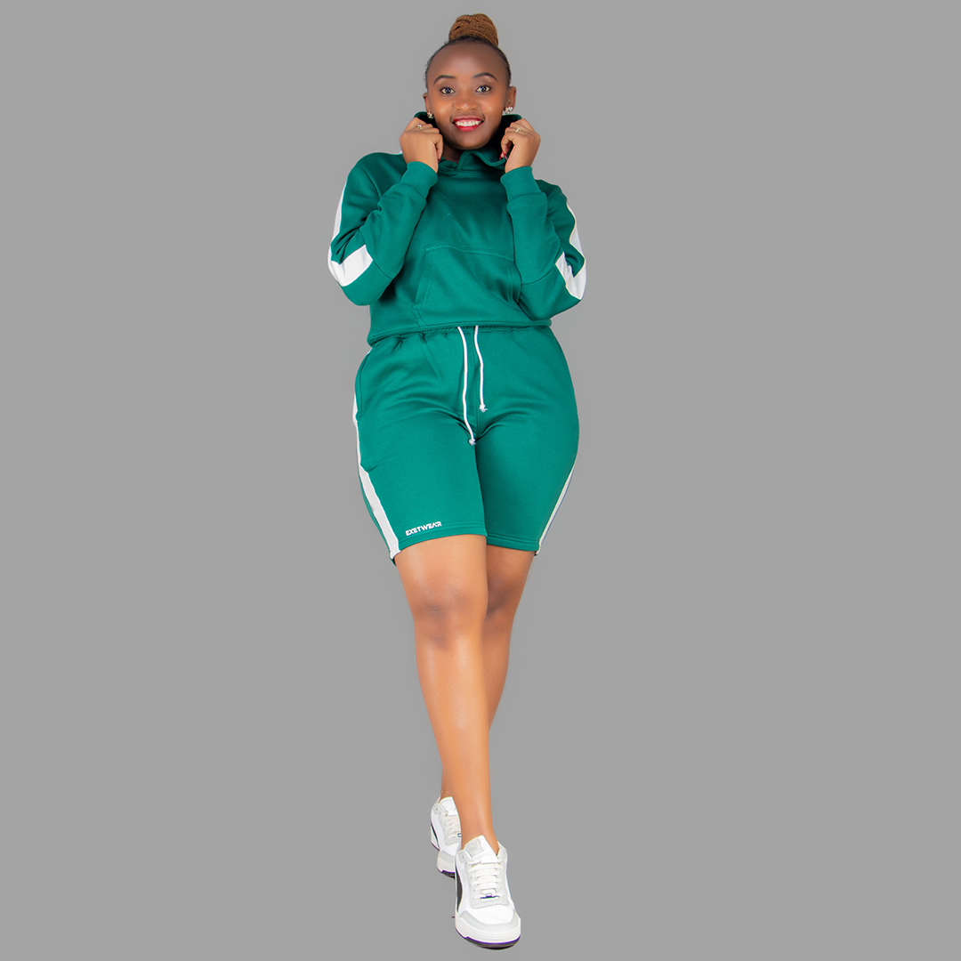 Women Green/White short Set