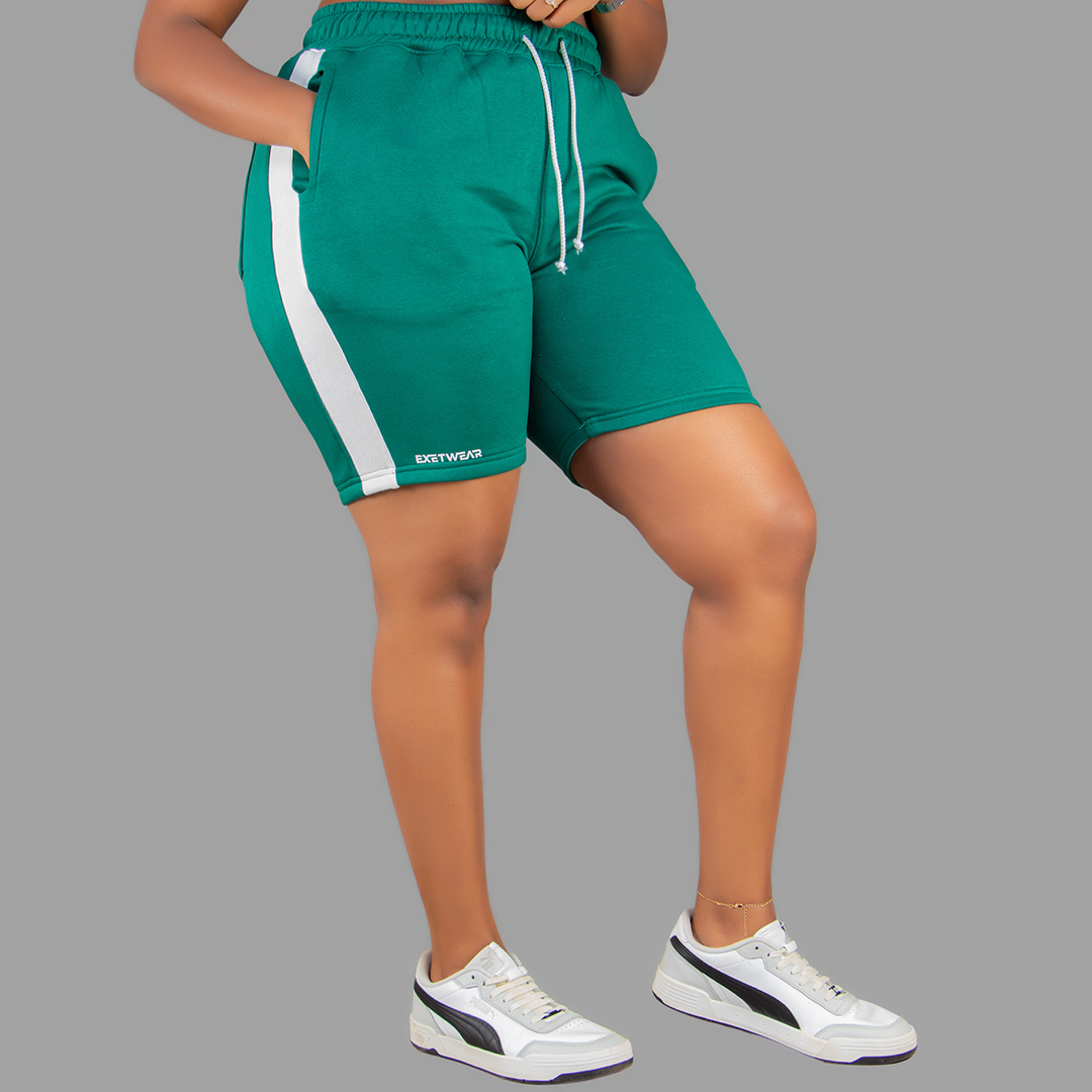 Women Green/White Shorts