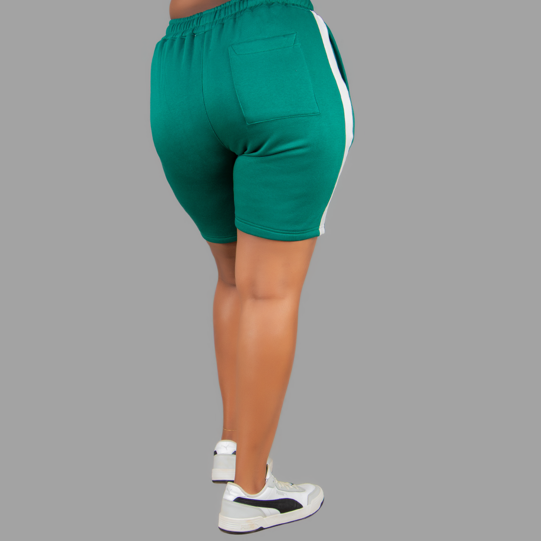 Women Green/White Shorts