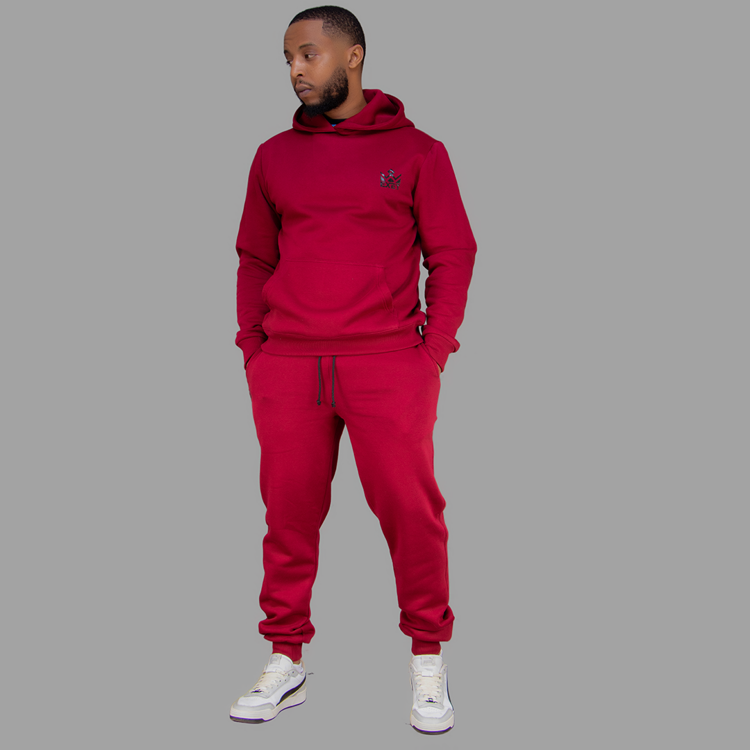 Men's Maroon Hoodie Set