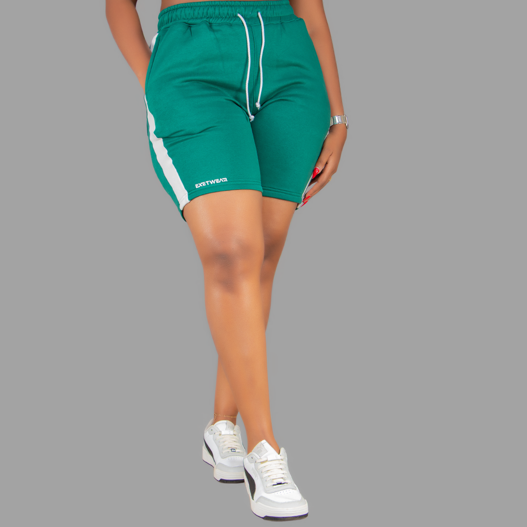 Women Green/White Shorts