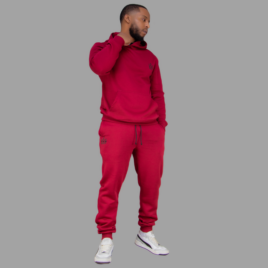 Men's Maroon Hoodie Set