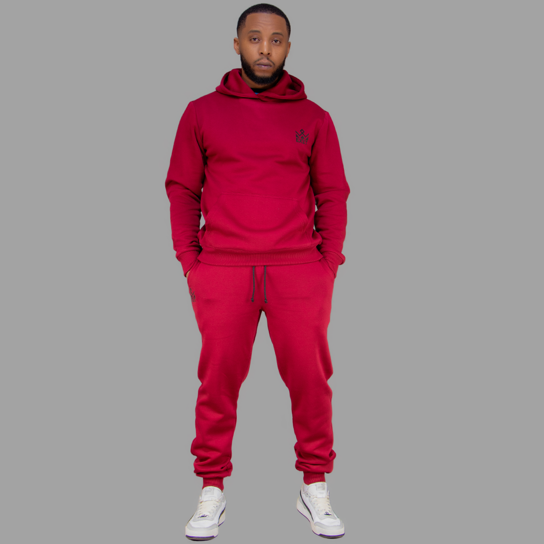 Men's Maroon Hoodie Set