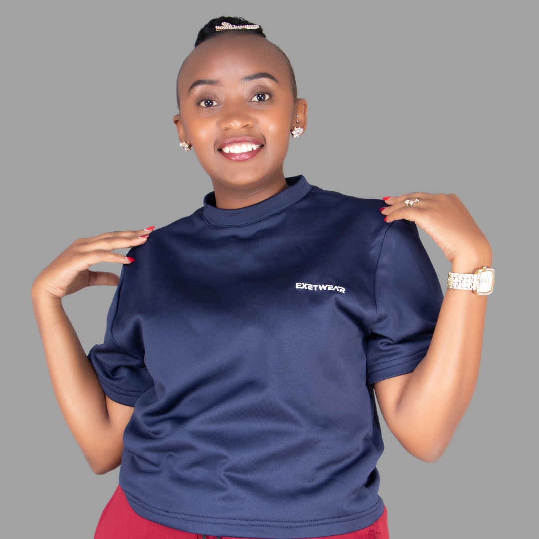 Women's Short Sleeve T-Shirt Set (Navy Blue)