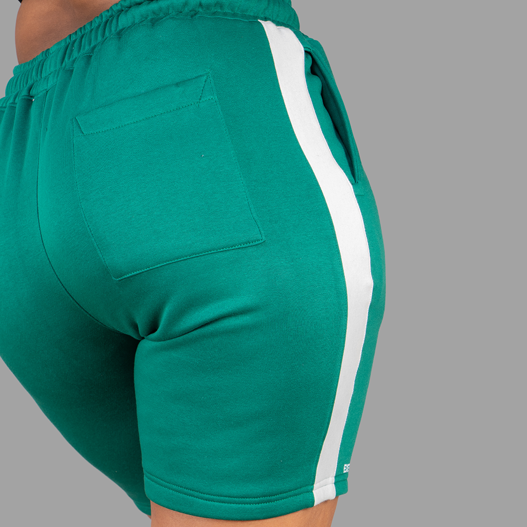 Women Green/White Shorts