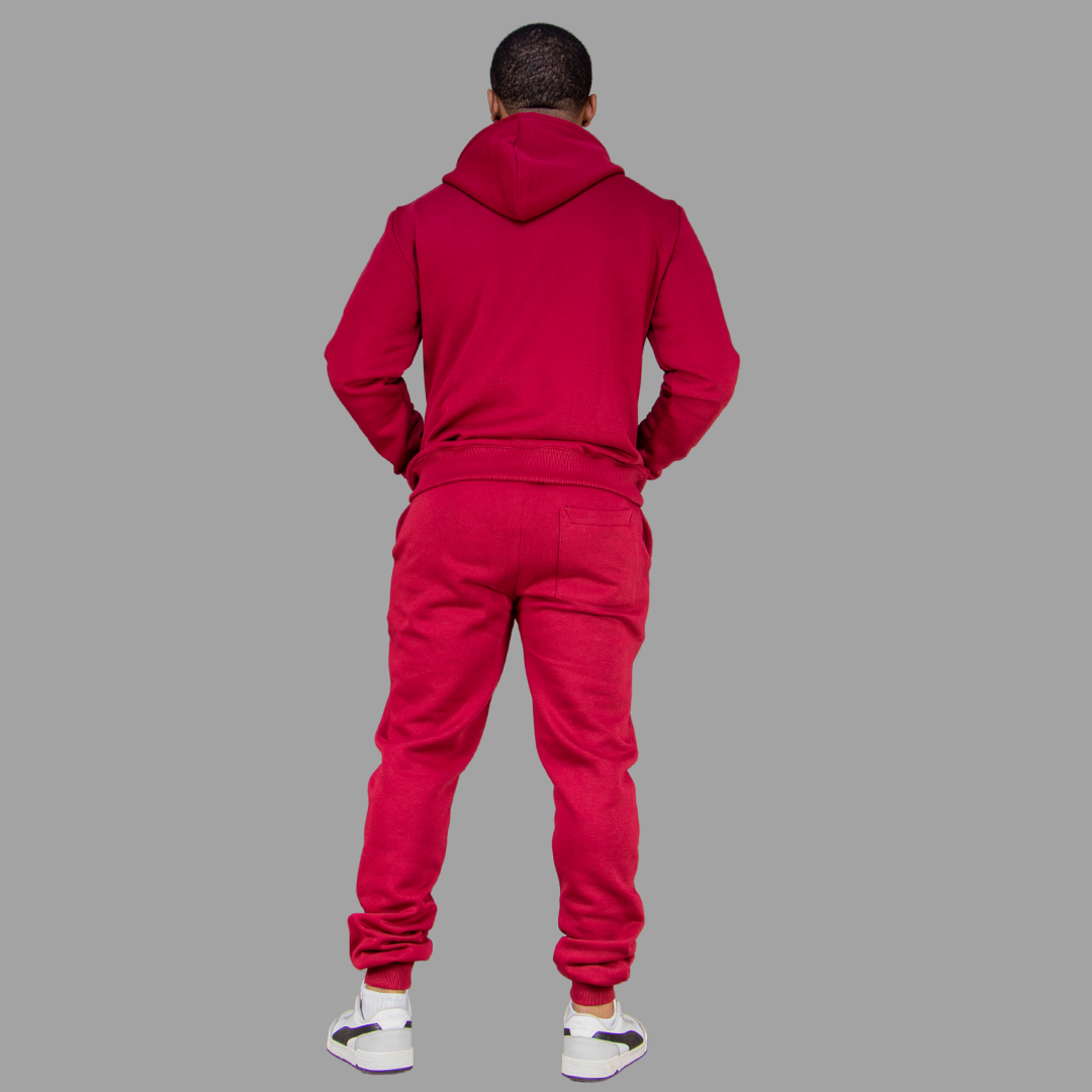 Men's Maroon Hoodie Set