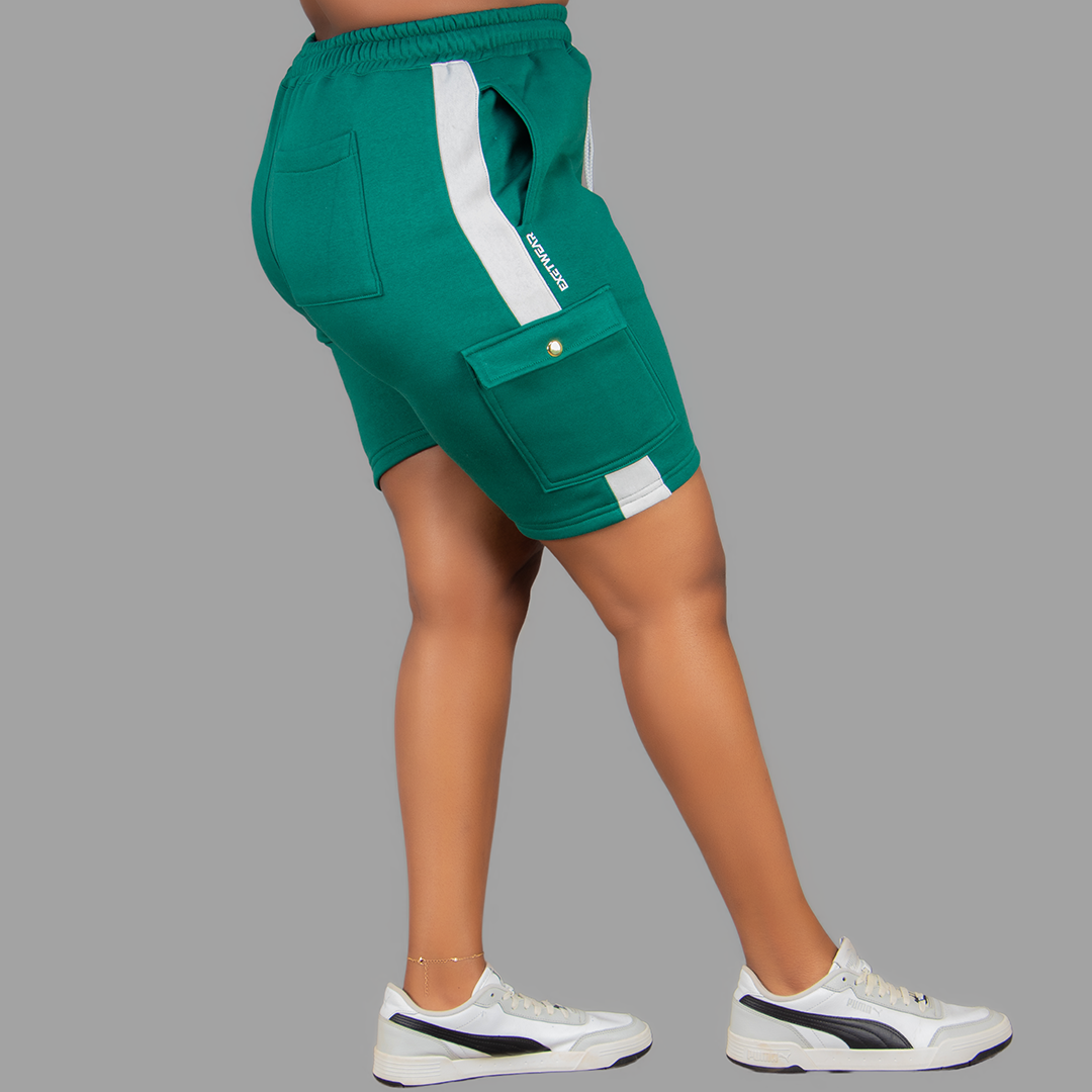 Women Green/White SweatShort