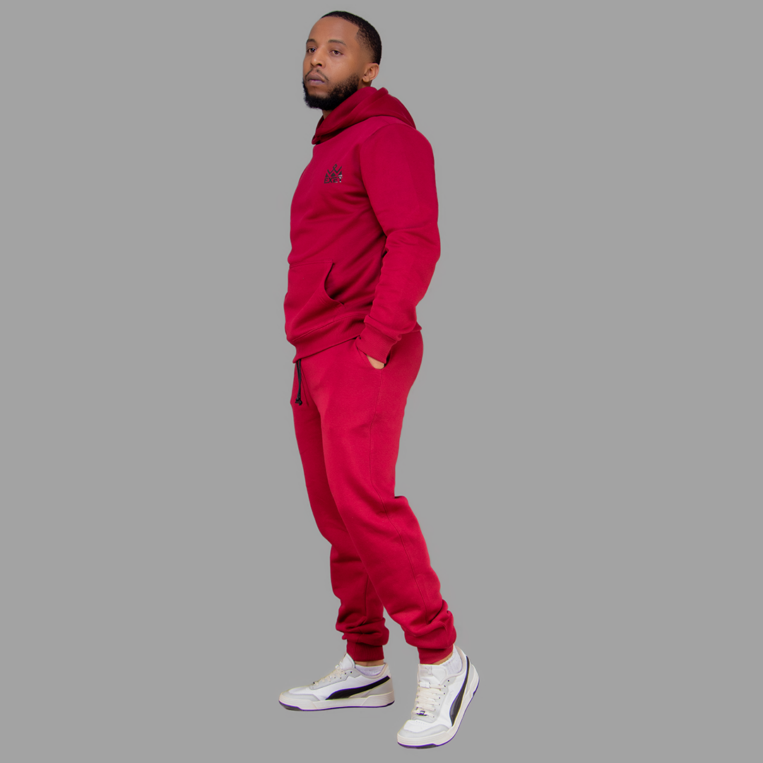 Men's Maroon Hoodie Set