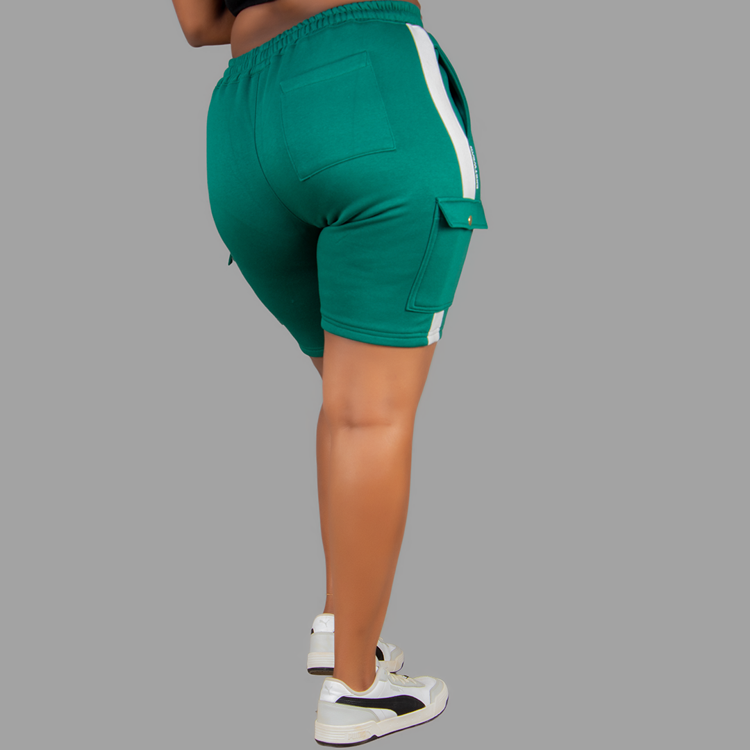 Women Green/White SweatShort