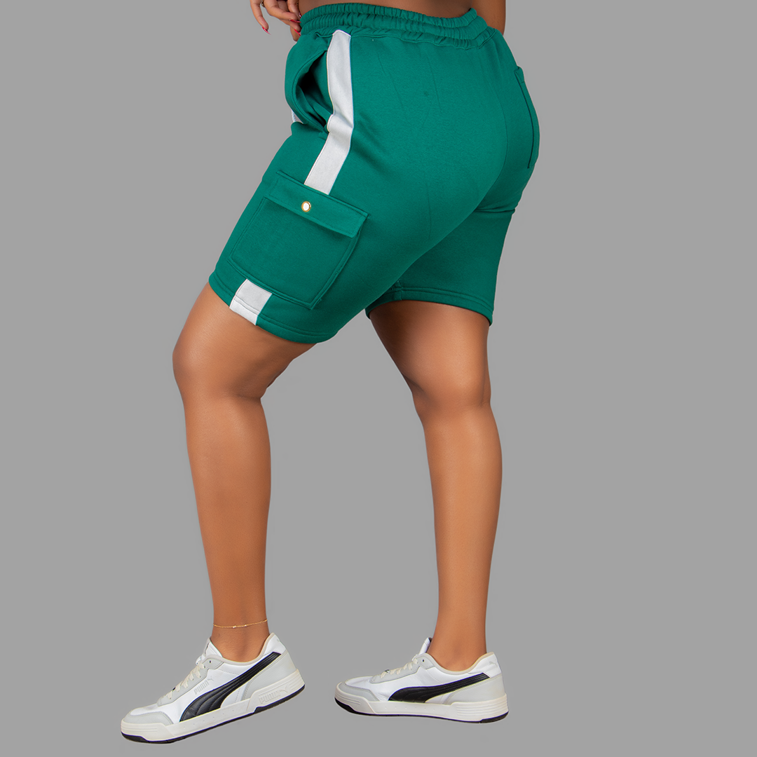 Women Green/White SweatShort