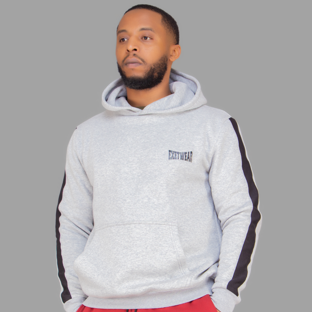 Exetwear Hoodie in Light Grey (Black Stripes)