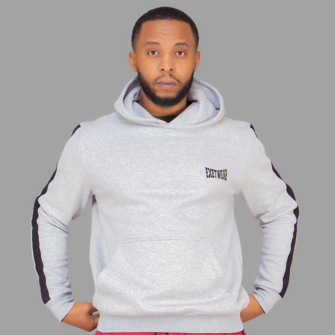 Exetwear Hoodie in Light Grey (Black Stripes)