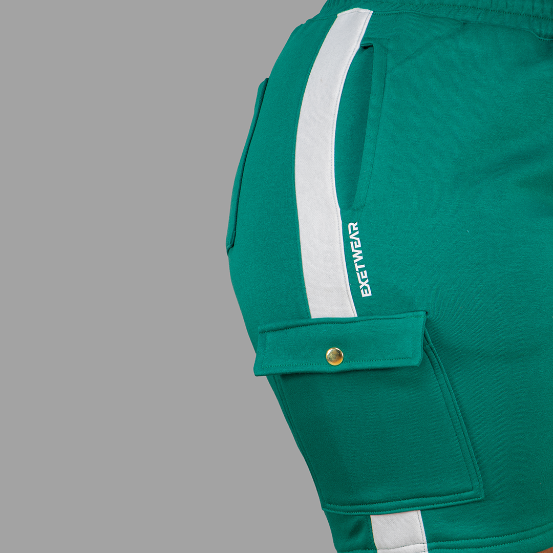 Women Green/White SweatShort