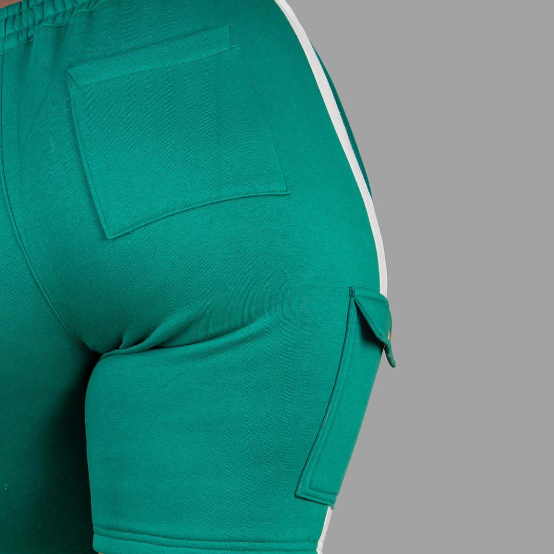 Women Green/White SweatShort