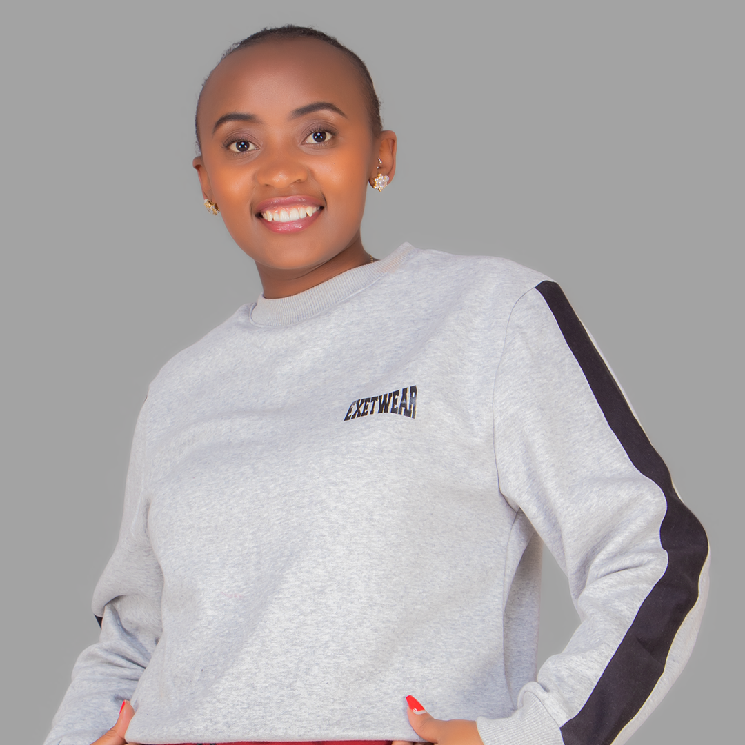 Women's Light Grey Sweatshirt Set (Black Stripes)