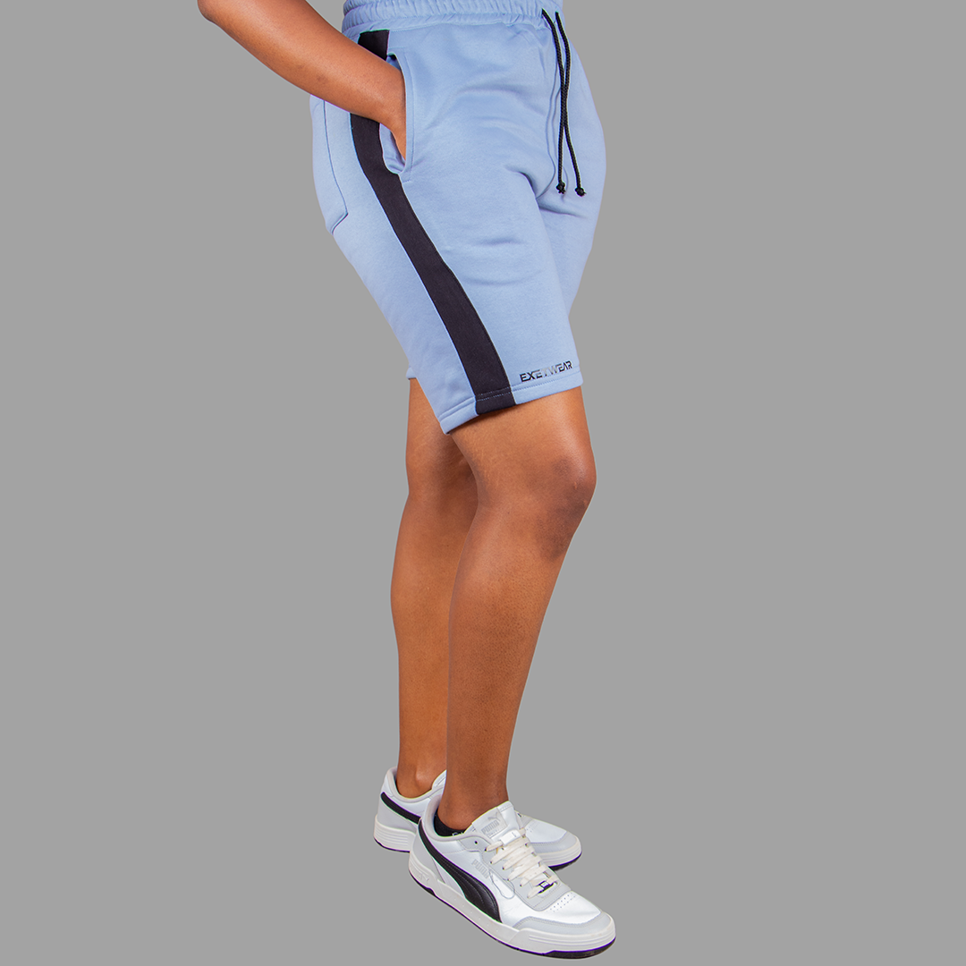 Women Sky Blue/Black Shorts