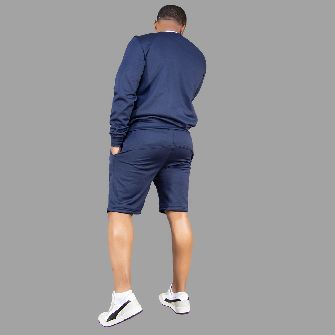 Men's Navy Blue Sweatshirt Short Set