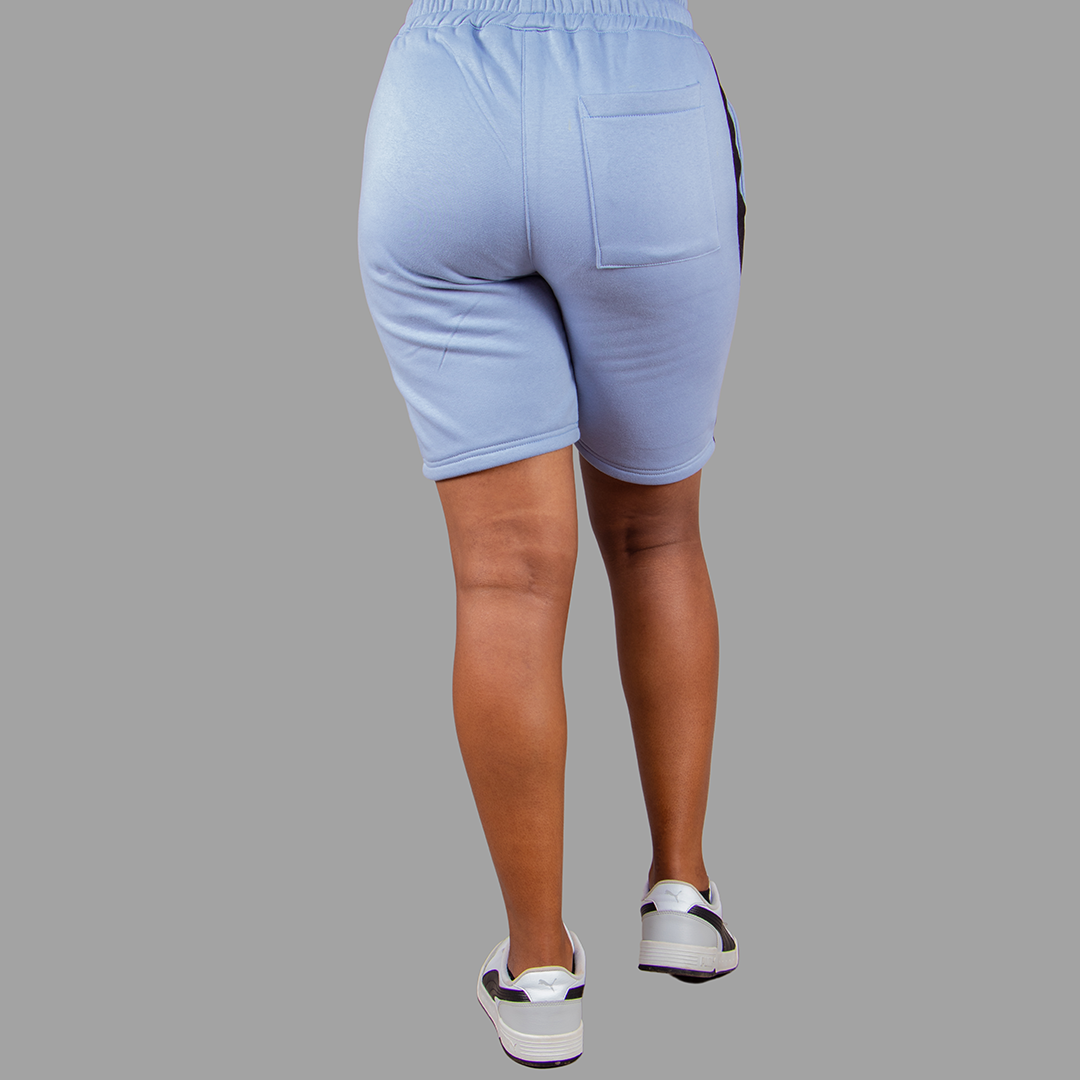 Women Sky Blue/Black Shorts