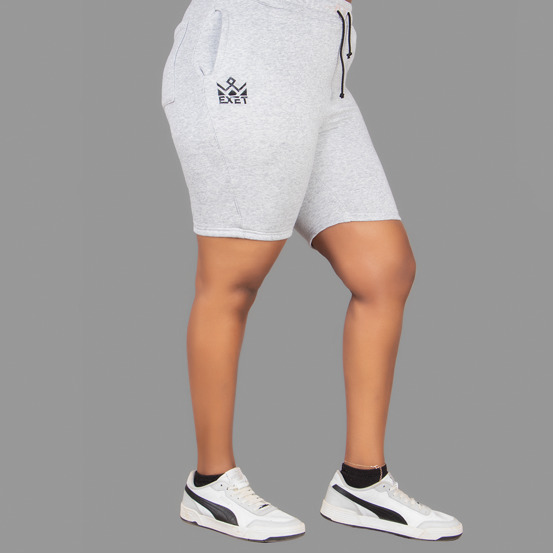 Women's Light Grey Sweatshirt-Short Set