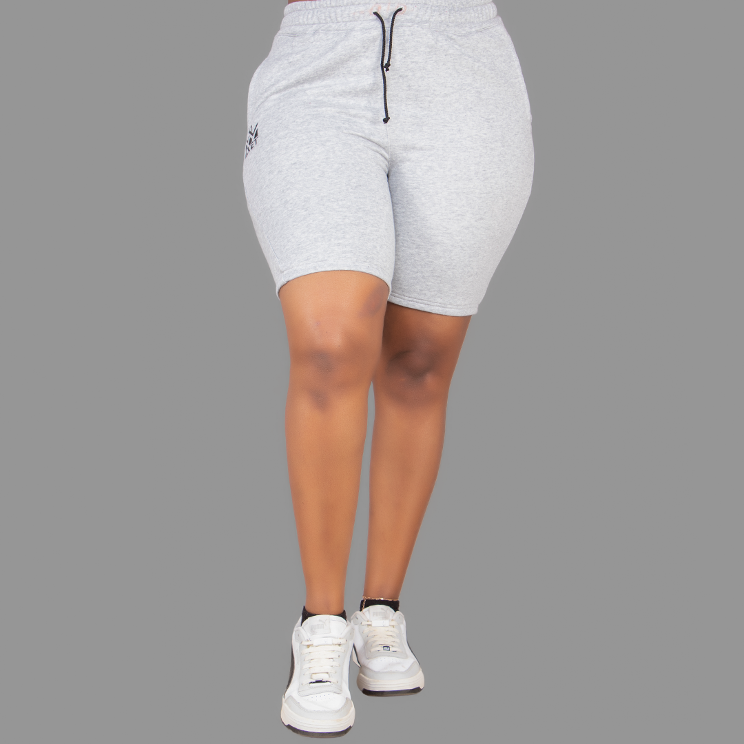 Women's Light Grey Sweatshirt-Short Set