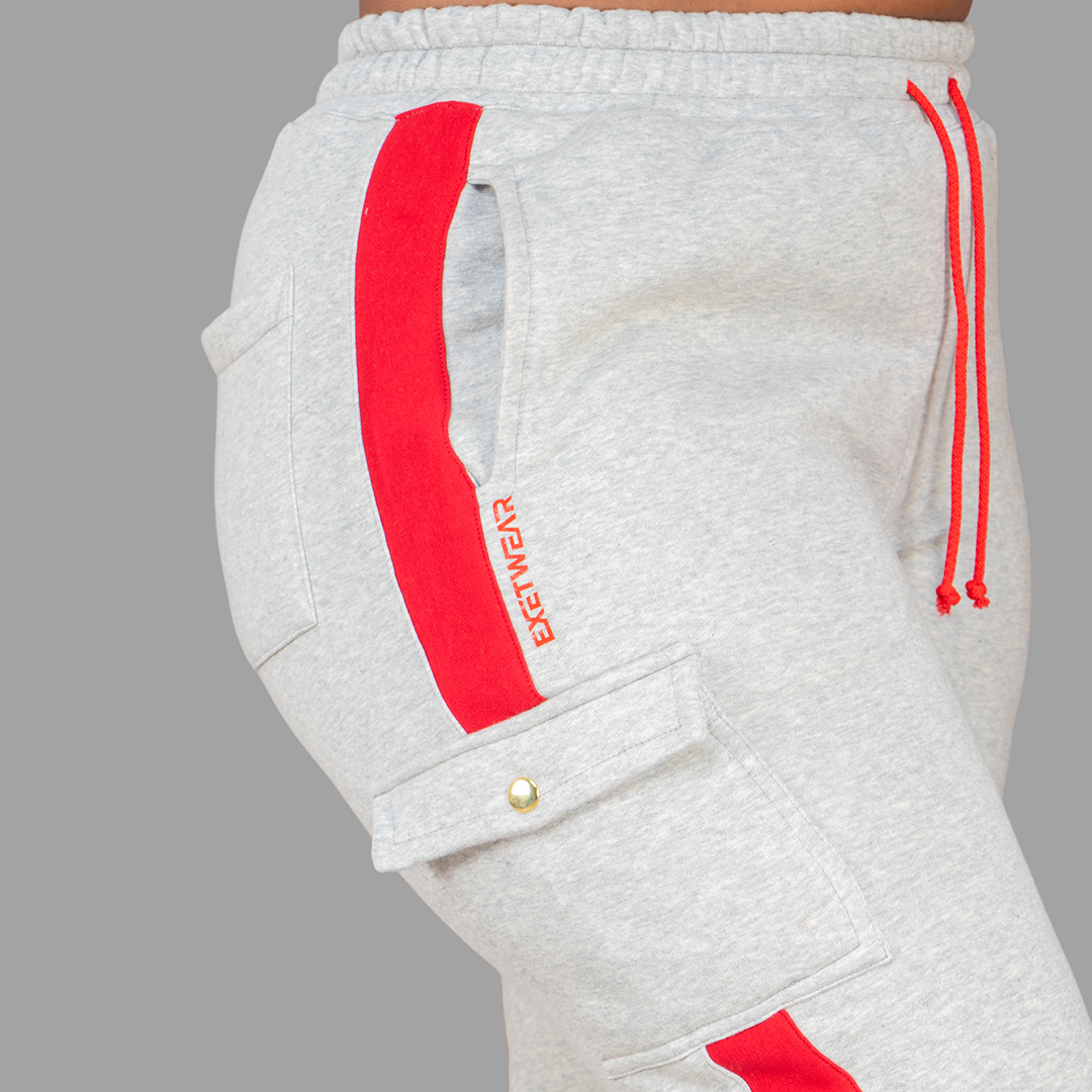 Women Sweatpants (Light Grey/red)