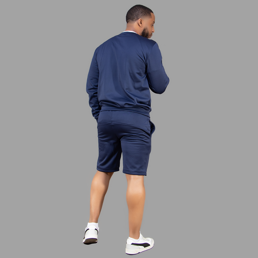 Men's Navy Blue Sweatshirt Short Set