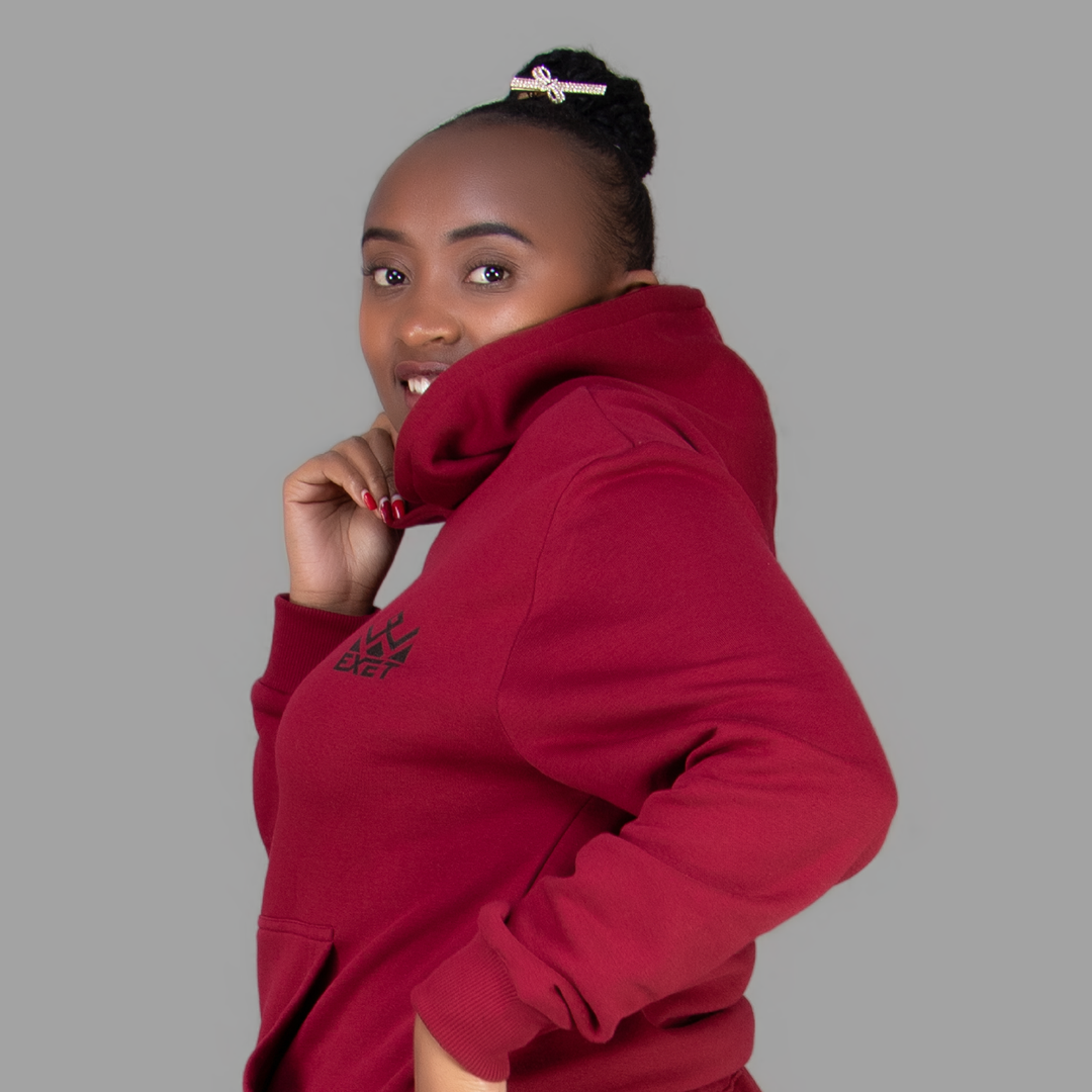 Women's Maroon Hoodie-Short Set