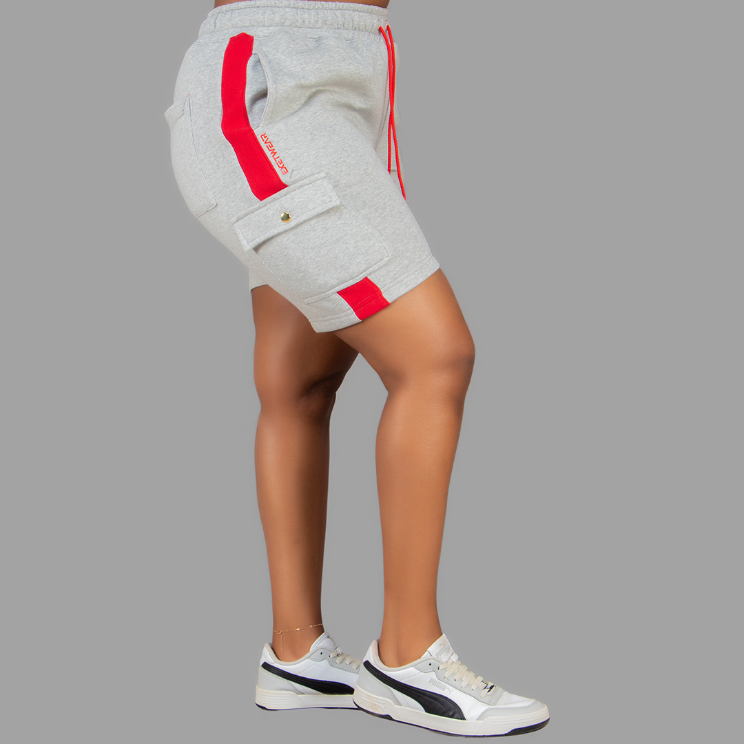 Women Light Grey/Red SweatShort