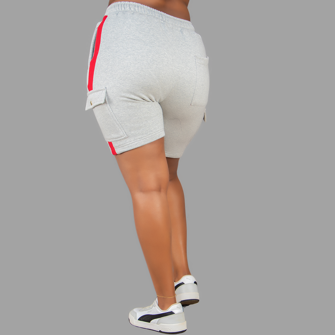 Women Light Grey/ Red Sweatshort Set