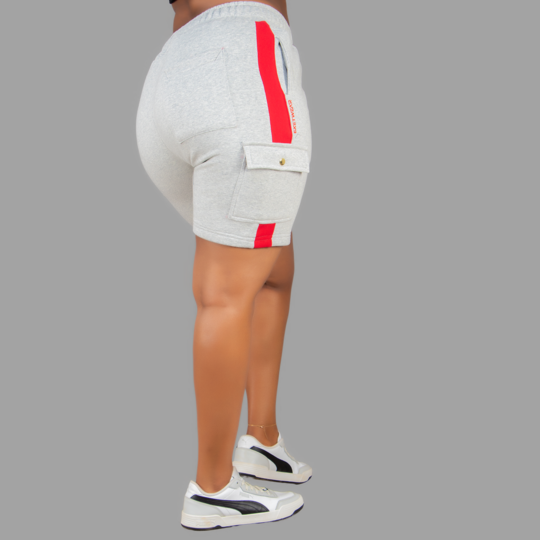 Women Light Grey/ Red Sweatshort Set