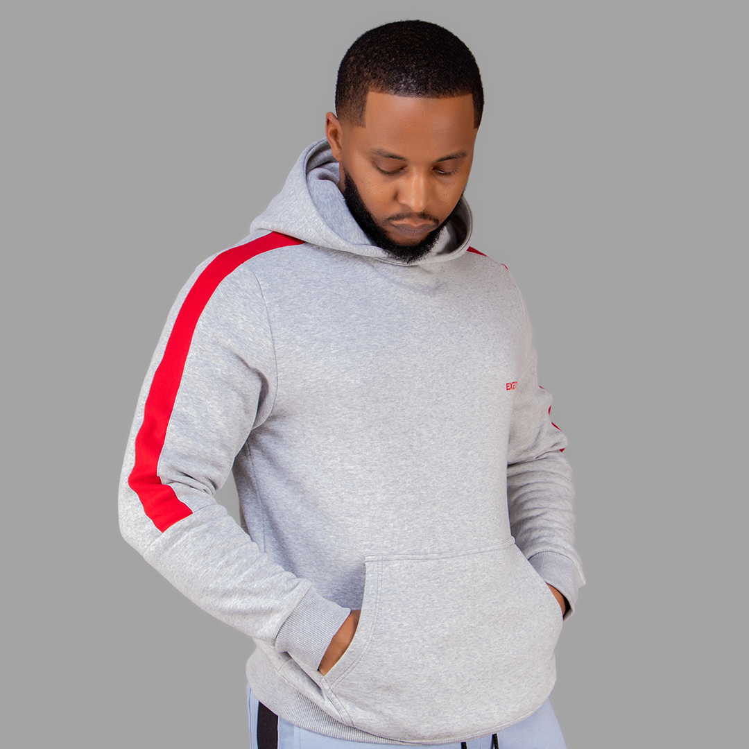 Exetwear Light Grey/Red Hoodie