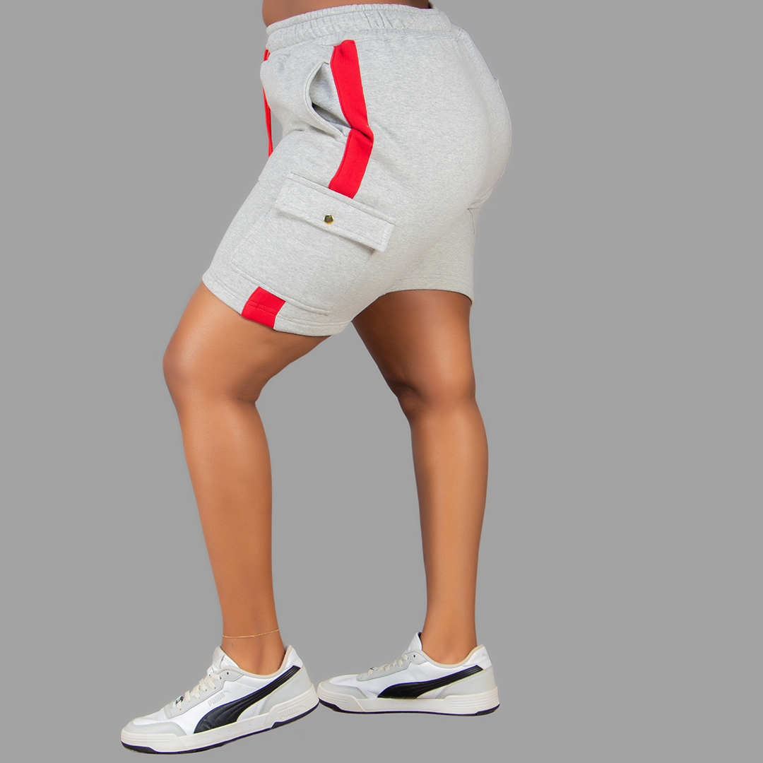 Women Light Grey/Red SweatShort