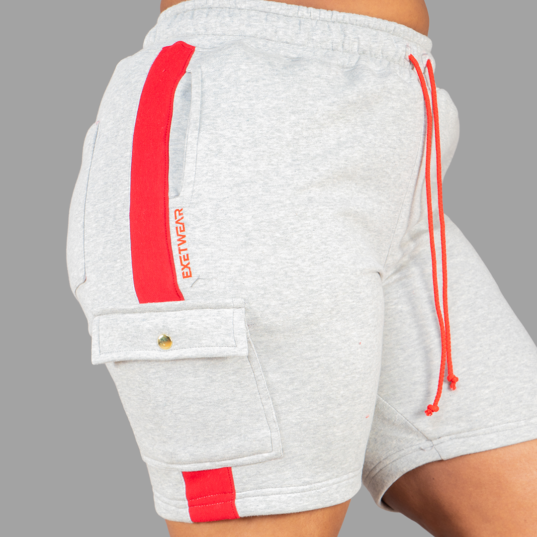 Women Light Grey/Red SweatShort