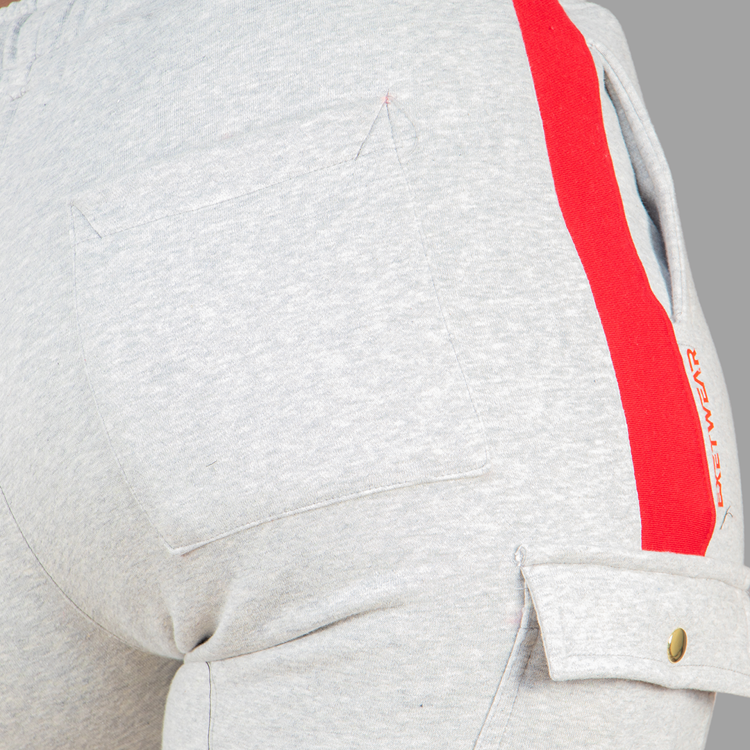 Women Light Grey/Red SweatShort