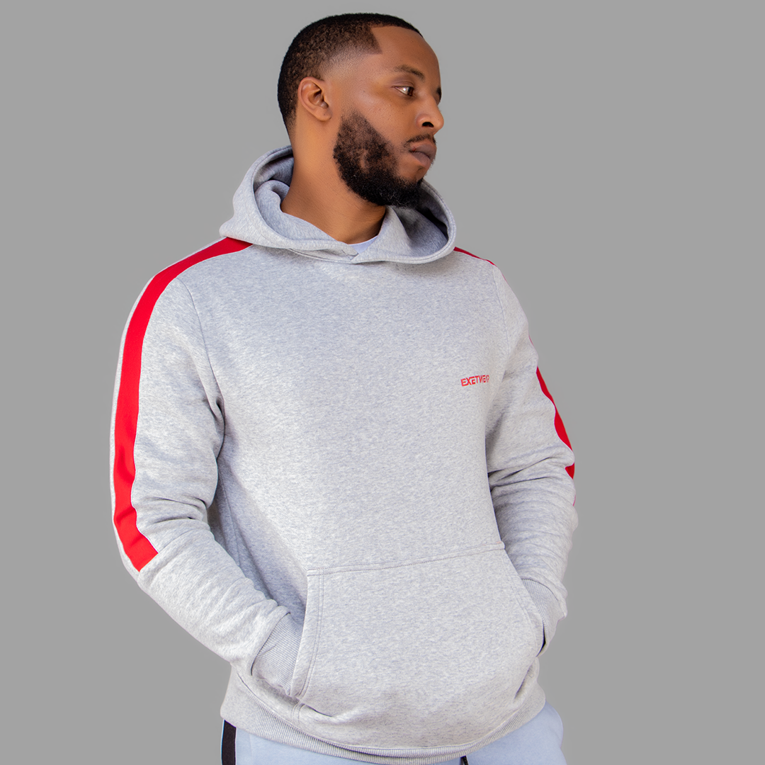 Exetwear Light Grey/Red Hoodie